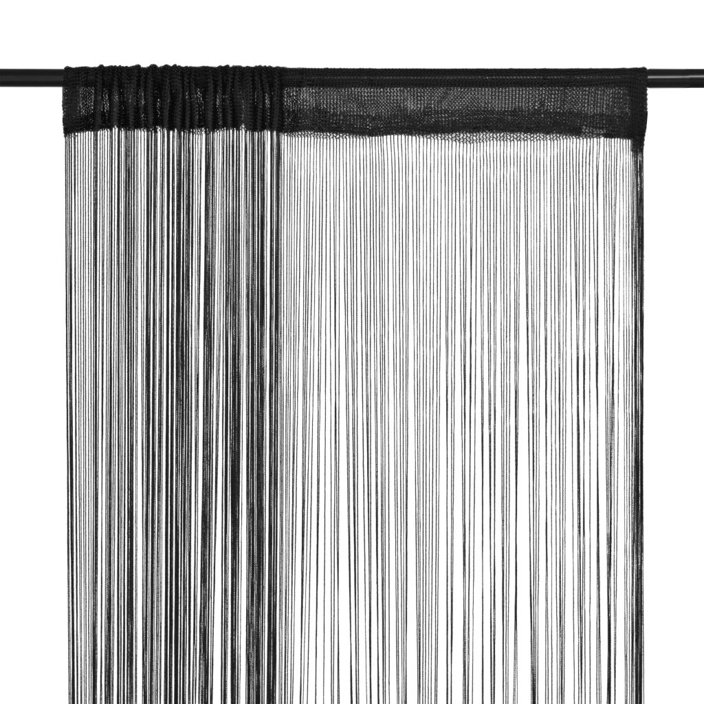 vidaXL Fadenvorhänge 2 Stk. 100 x 250 cm Schwarz