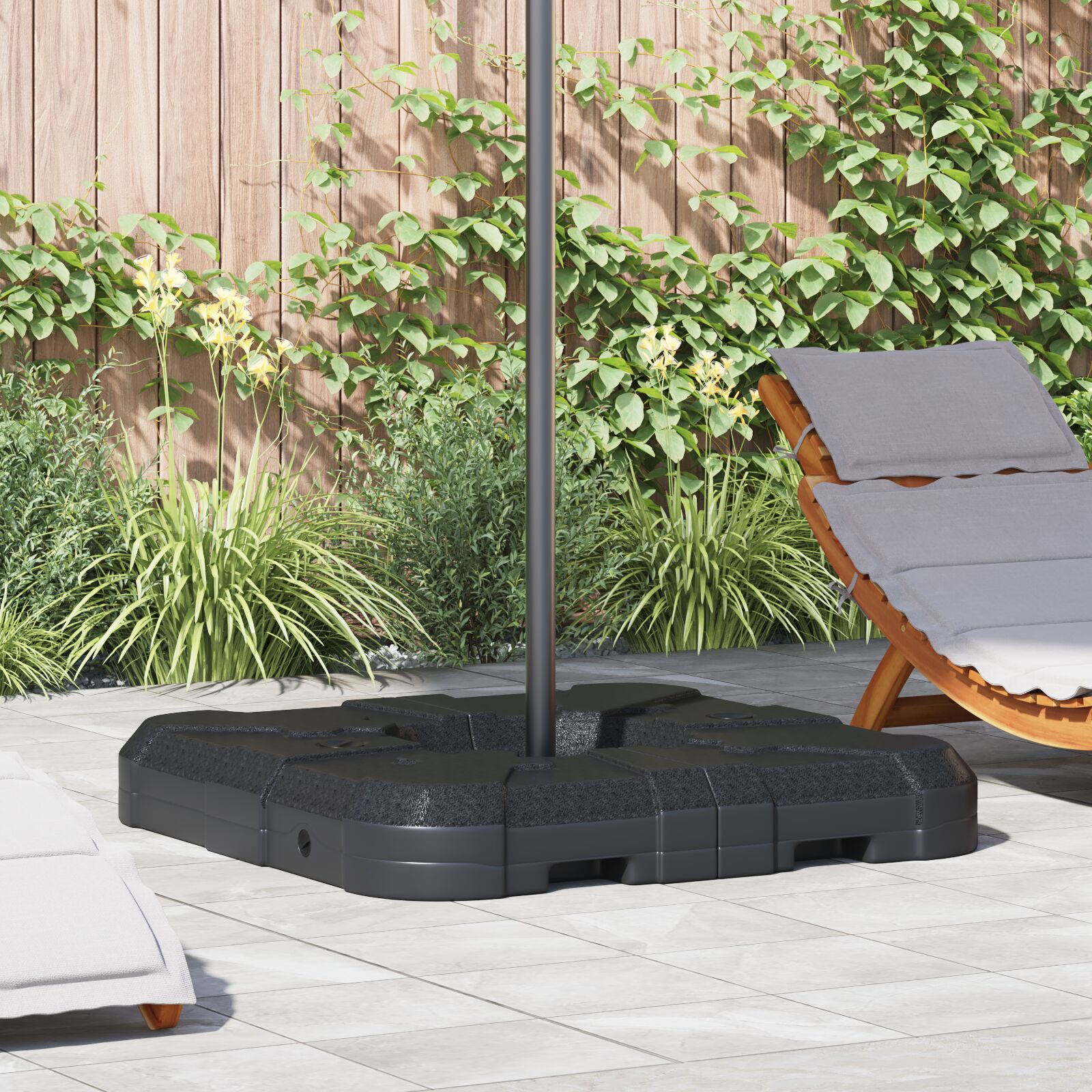 vidaXL 2-teiliges Cantilever-Sonnenschirm-Basis-Set mit 110 kg Sand oder 70 kg Wasser