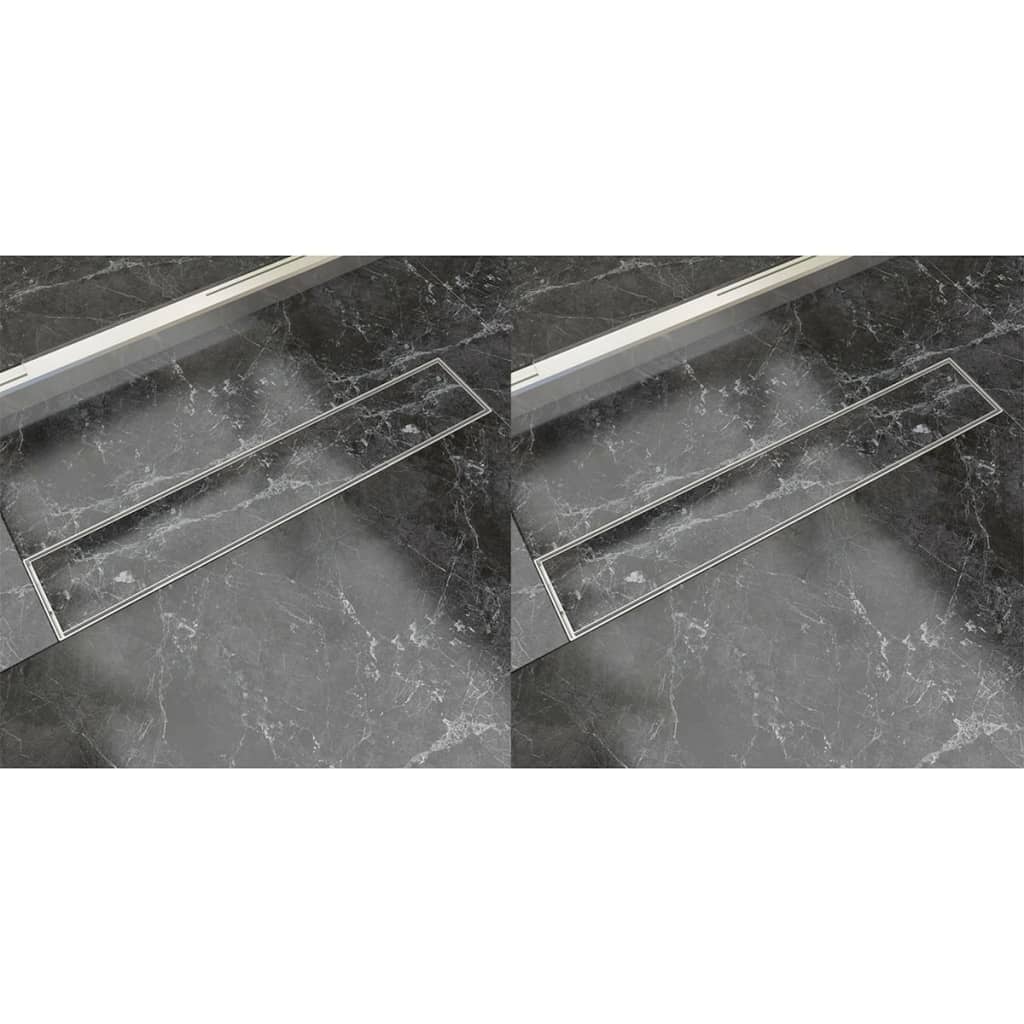 vidaXL Lineare Duschrinnen 2 Stk. 630 x 140 mm Edelstahl