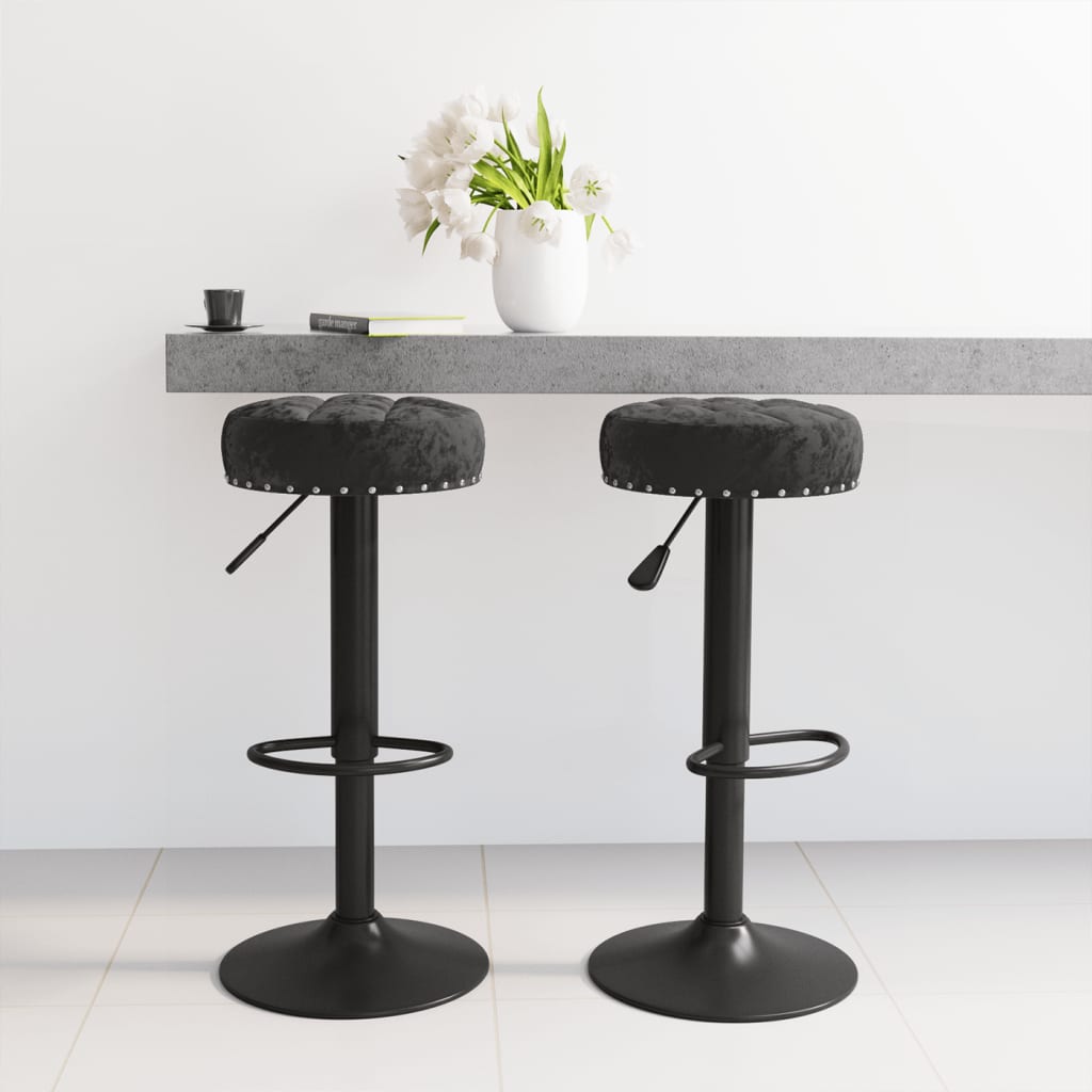  vidaXL Barhocker 2 Stk. Schwarz Samt