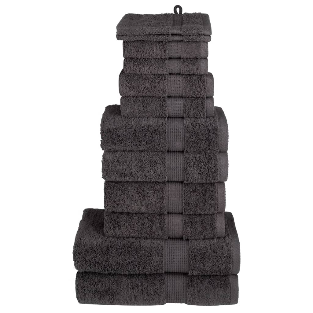 vidaXL 12 tlg. Premium-Handtuch-Set Anthrazit 600 g/m² 100% Baumwolle