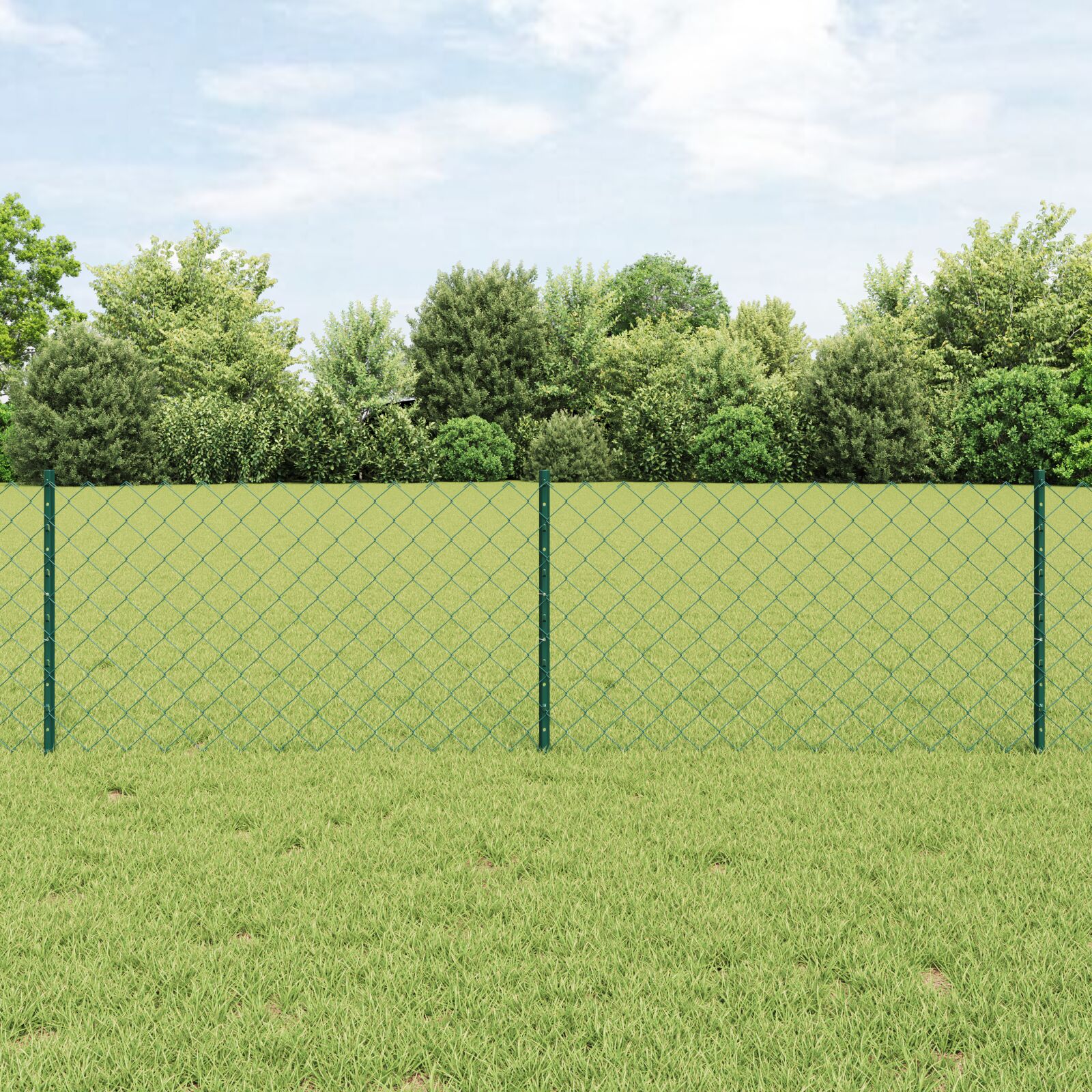 vidaXL Drahtzaun mit 22 U-Pfosten Grün 0.6x25 m Stahl