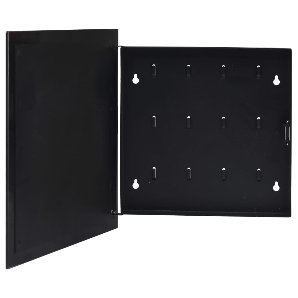 vidaXL Schlüsselkasten mit Magnettafel Schwarz 35x35x5,5 cm