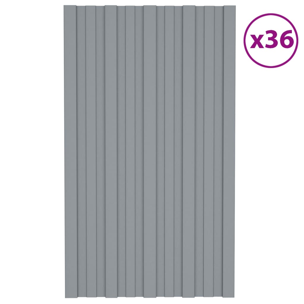 vidaXL Dachpaneele 36 Stk. Verzinkter Stahl Silbern 80x45 cm