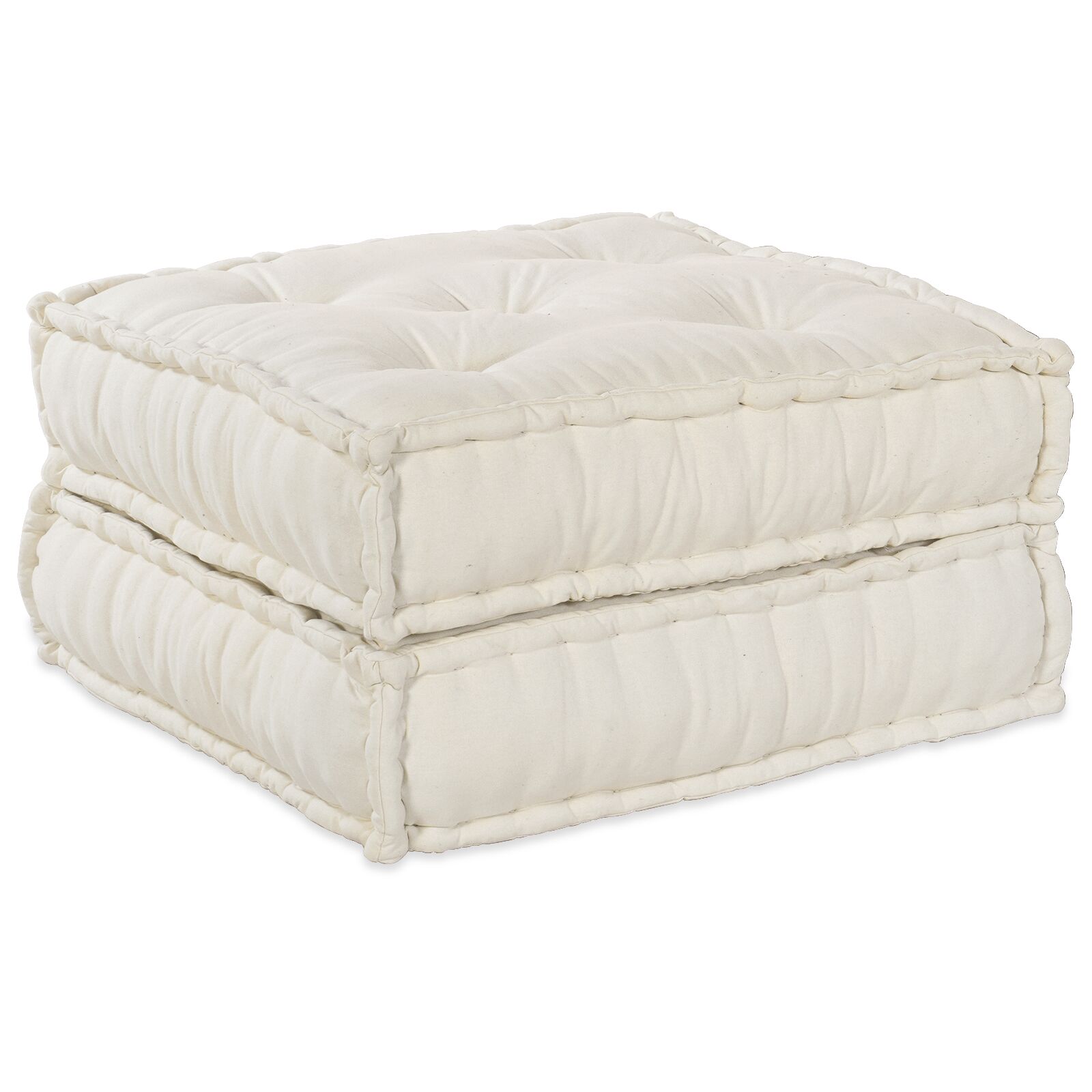 vidaXL 2-Sitzer Modular Pouffe Sofa mit Wandlehne in Crema-Stoff