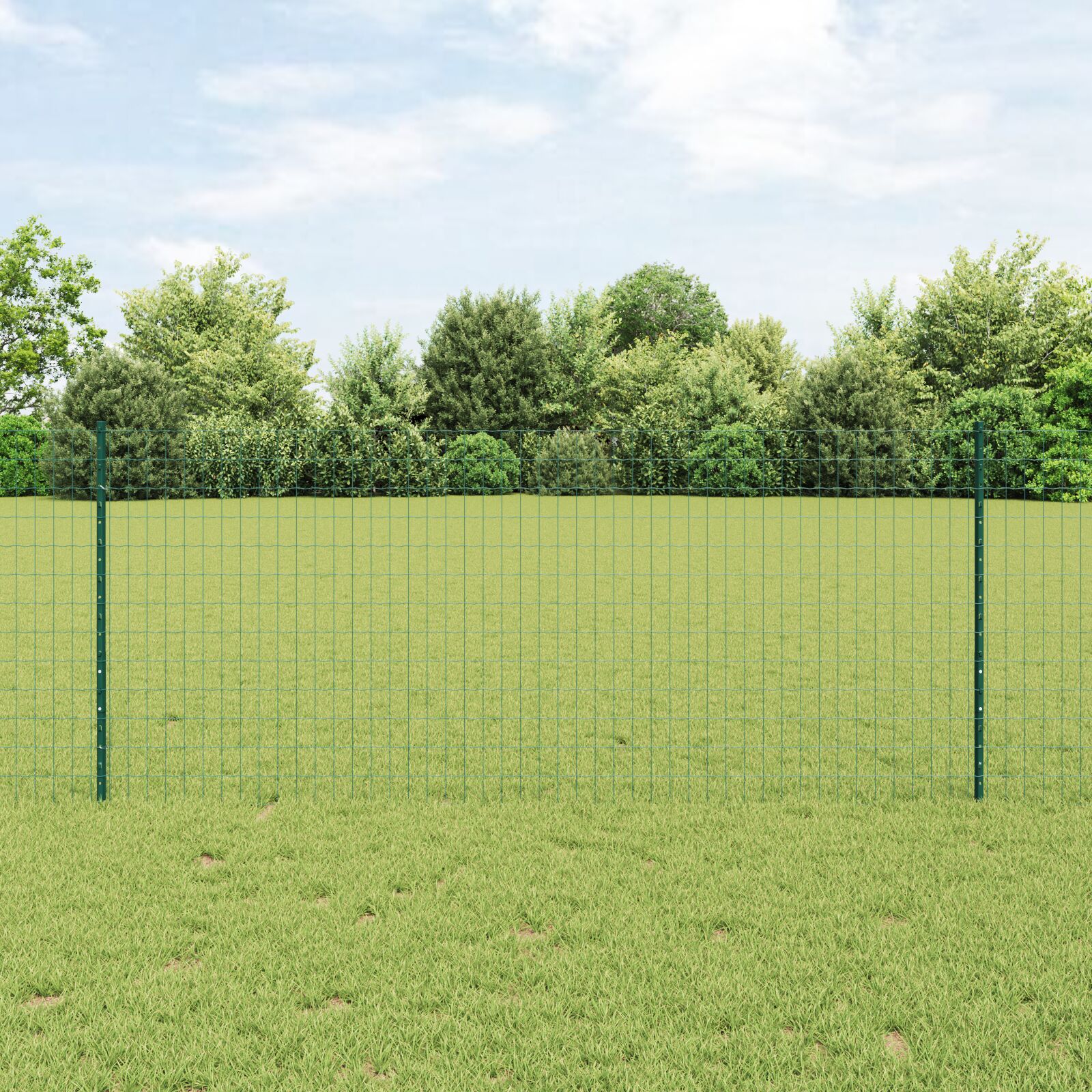 vidaXL Euro Zaun Set mit 2 Grün Kunststoff, Metall 25m lang x 1m hoch