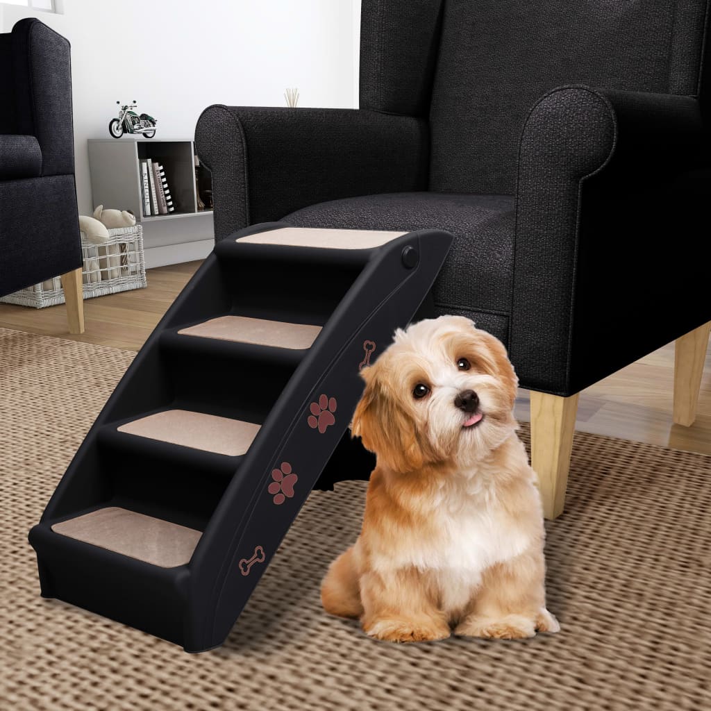 vidaXL Hundetreppe Klappbar Schwarz 62x40x49,5 cm 