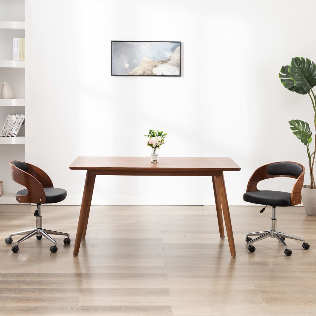 vidaXL Drehbare Esszimmerstühle 2 Stk. Schwarz Bugholz und Kunstleder 