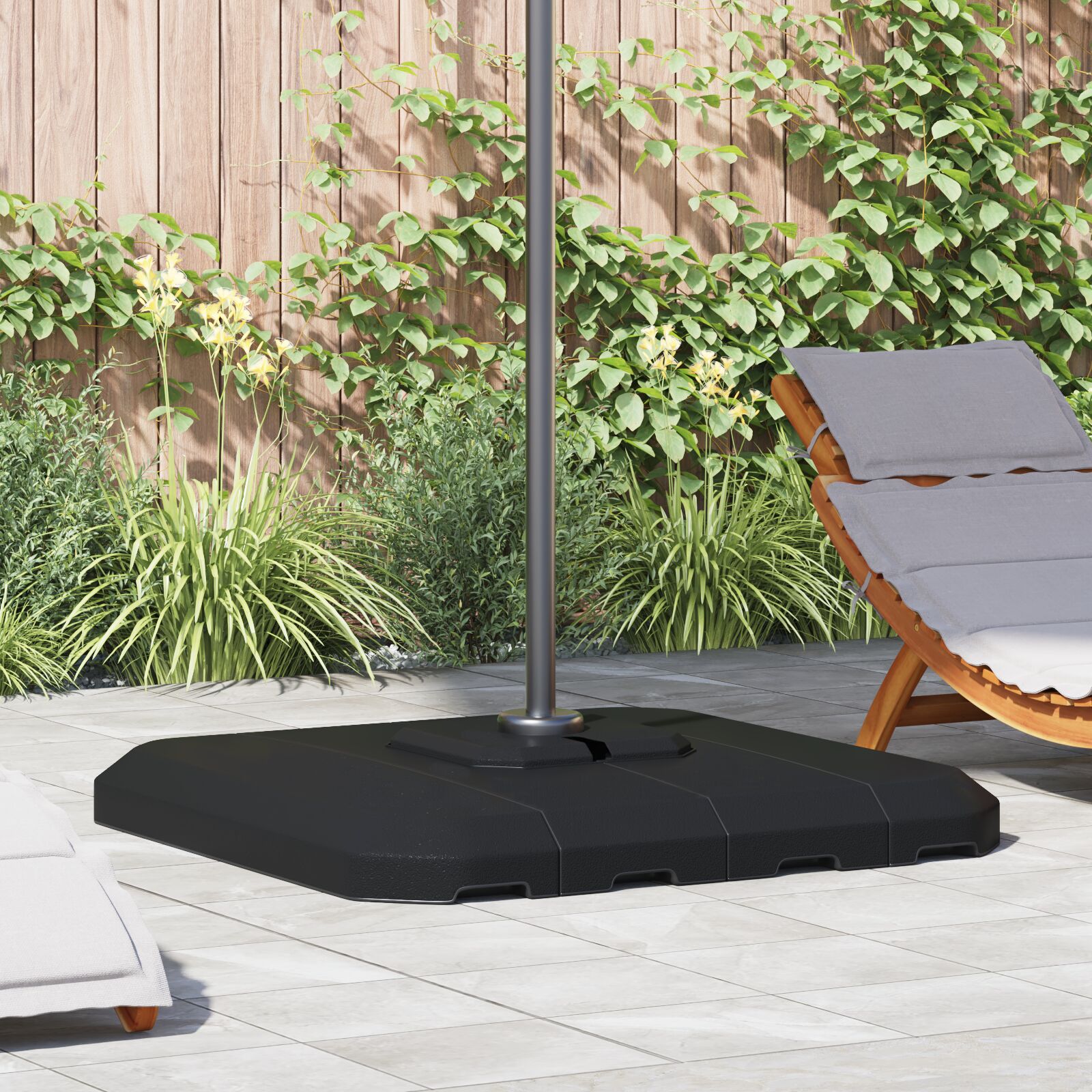 vidaXL 4-teiliges Standfuß-Set für Sonnenschirme mit 130 kg Sand oder 90 kg Wasser