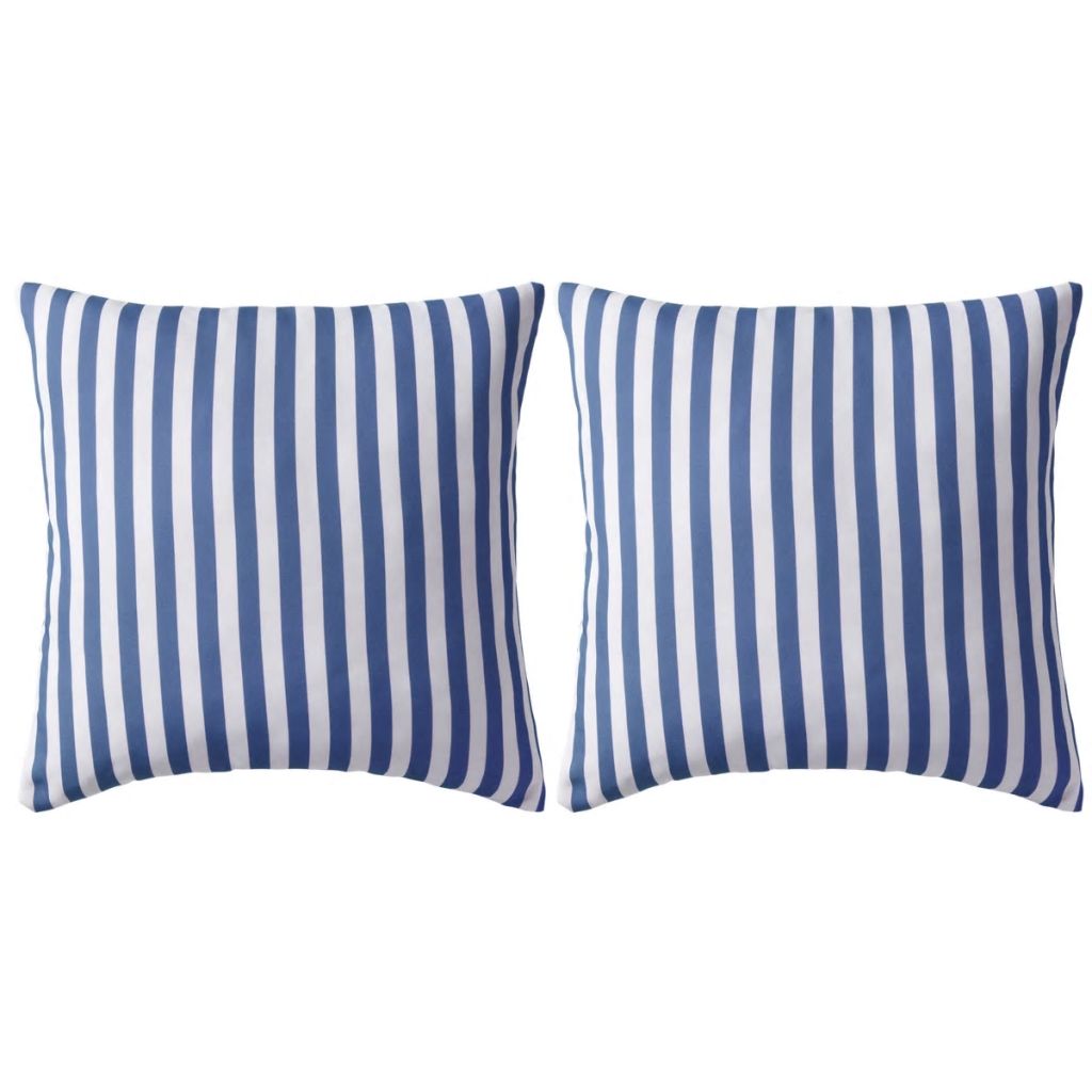 vidaXL Gartenkissen 2 Stk. Streifenmuster 45 x 45 cm Marineblau