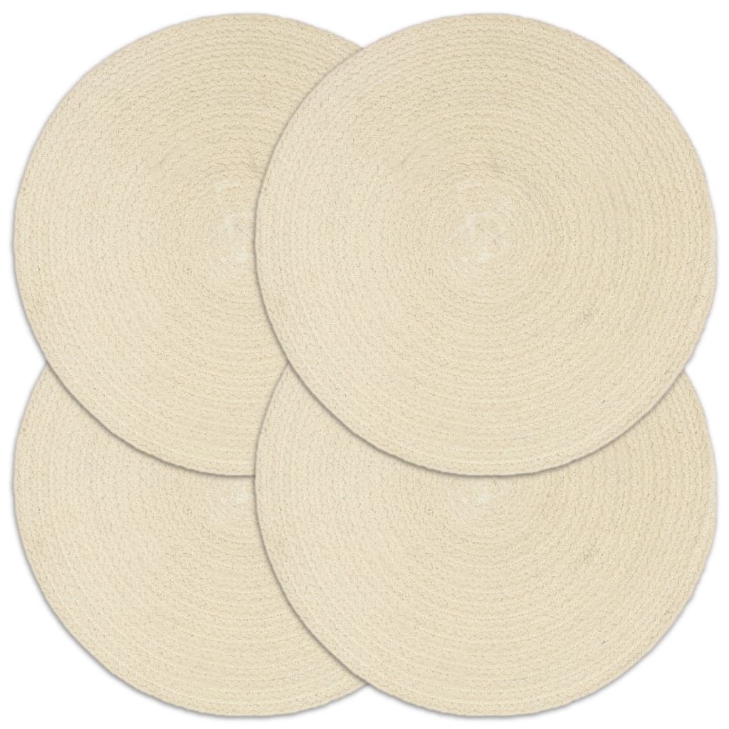 vidaXL Tischsets 4 Stk. Uni Natur 38 cm Rund Baumwolle 