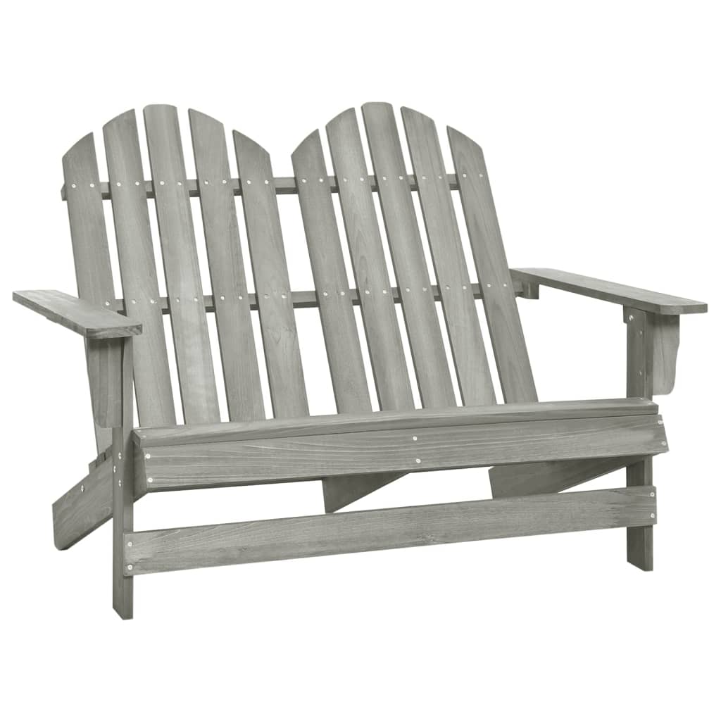 vidaXL 2-Sitzer Adirondack-Gartenbank Massivholz Tanne Grau