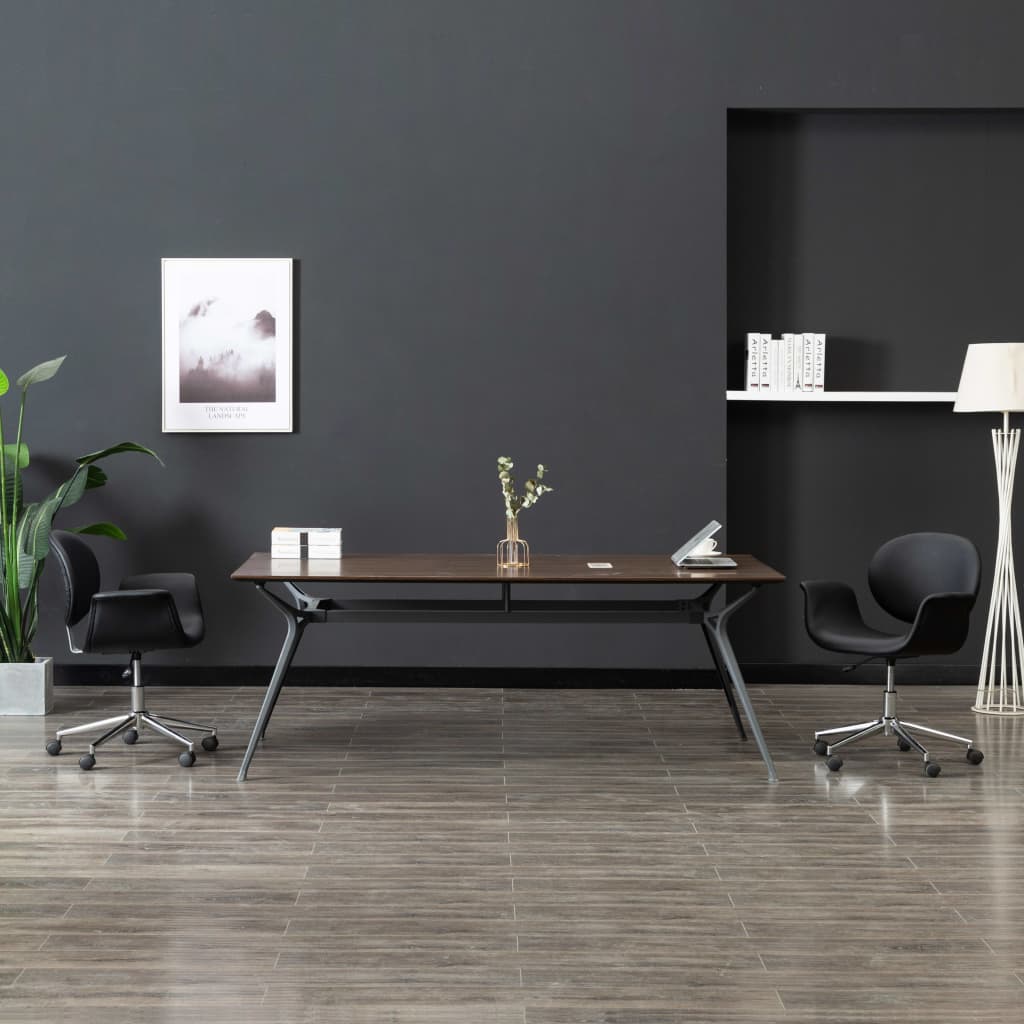 vidaXL Drehbare Esszimmerstühle 2 Stk. Schwarz Kunstleder