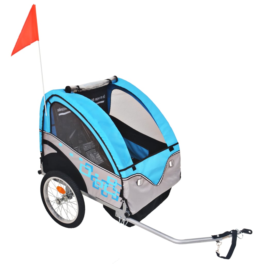 vidaXL Fahrradanhänger Grau und Blau 30 kg