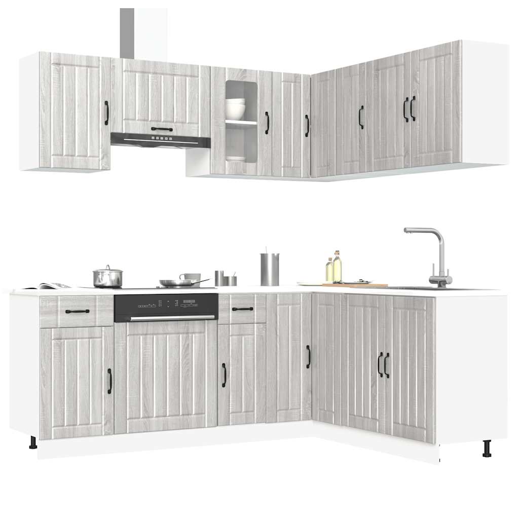 vidaXL 11-tlg. Küchenschrank-Set Kalmar Grau Sonoma Holzwerkstoff
