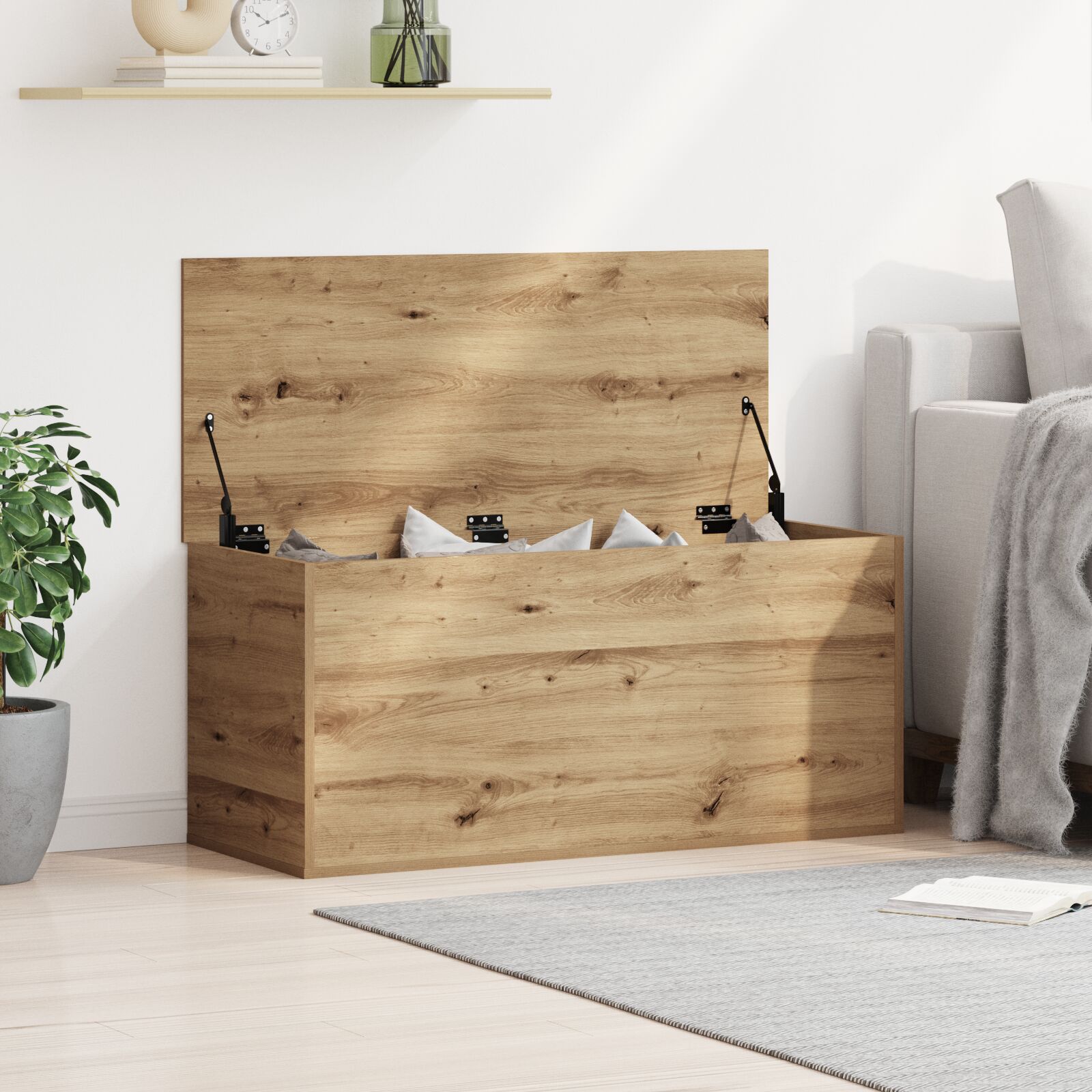 vidaXL Aufbewahrungsbox mit Deckel Artisan Eiche 100x42x46 cm Ingenieure Holz