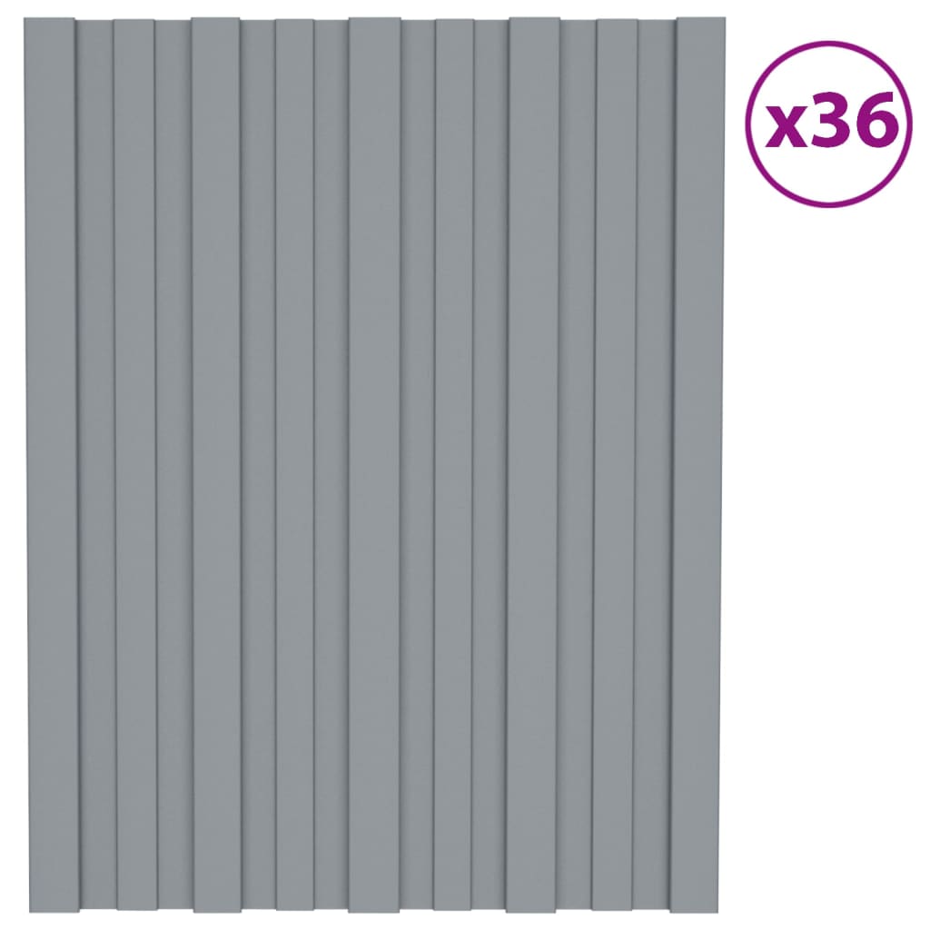 vidaXL Dachpaneele 36 Stk. Verzinkter Stahl Silbern 60x45 cm