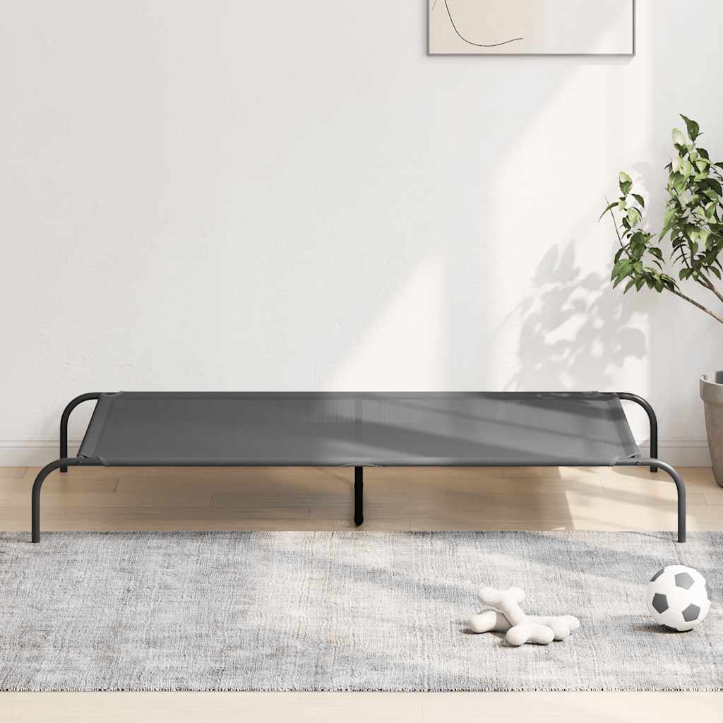 vidaXL Hundebett Erhöht Grau 150x90x20 cm Textilene und Stahl