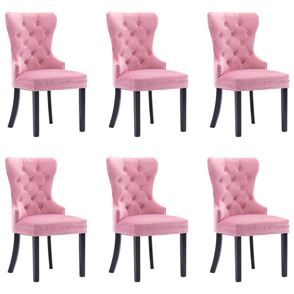 vidaXL Esszimmerstühle 6 Stk. Rosa Samt
