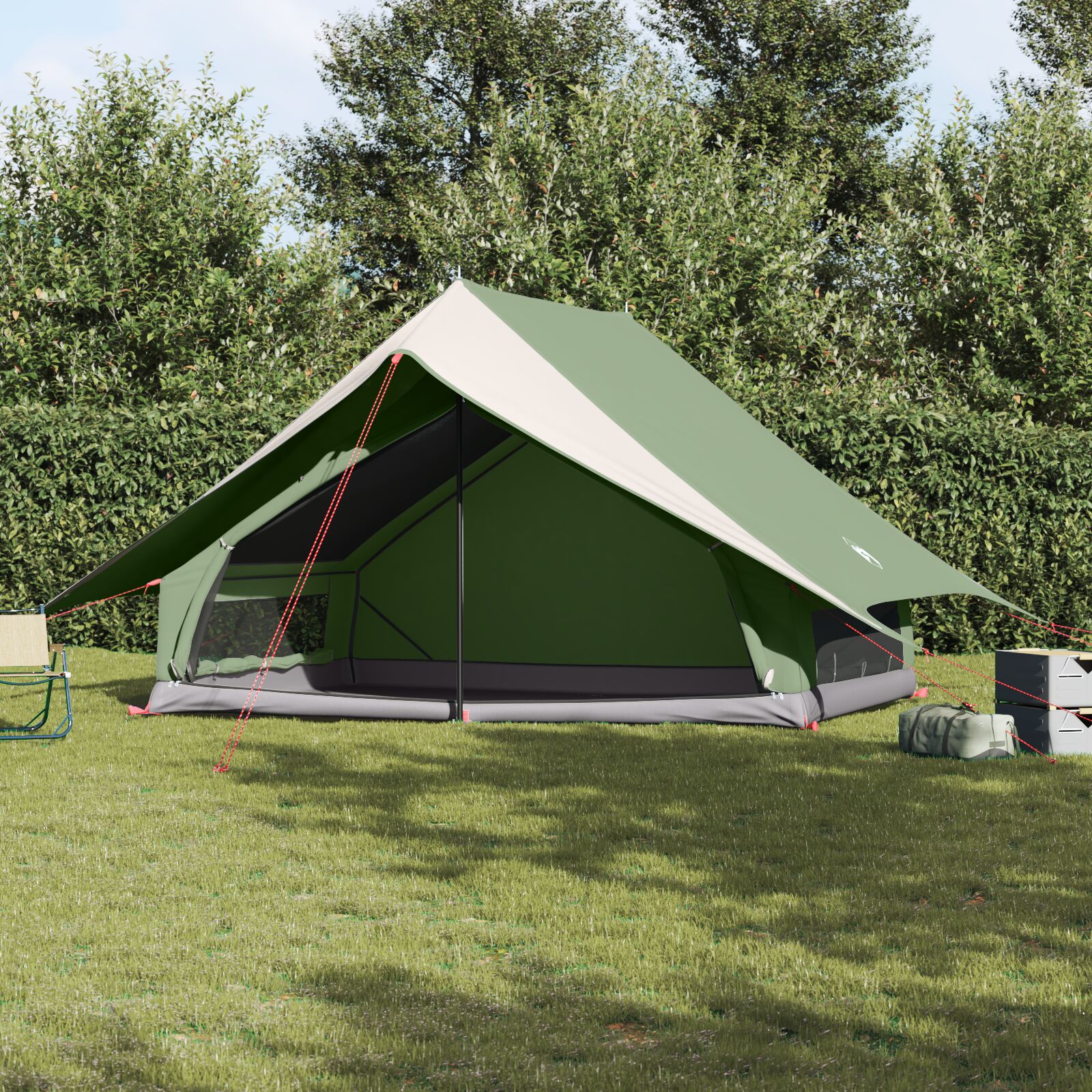 vidaXL 7-Personen Campingzelt Grün Polyester, Stahl 7-Personen