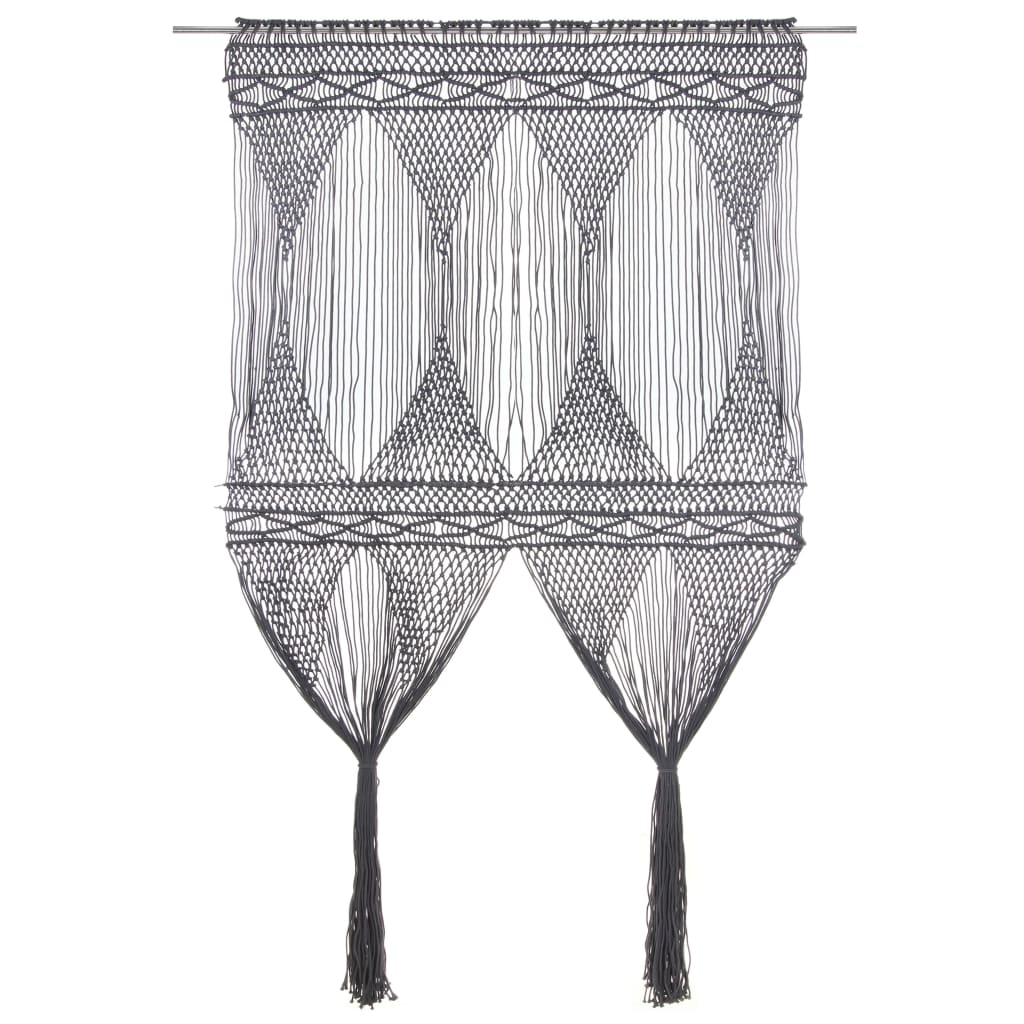 vidaXL Makramee Vorhang Anthrazit 140x240 cm Baumwolle