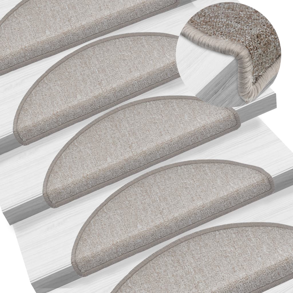 vidaXL 15 Stk. Treppenmatten Taupe 65 x 24 x 4 cm
