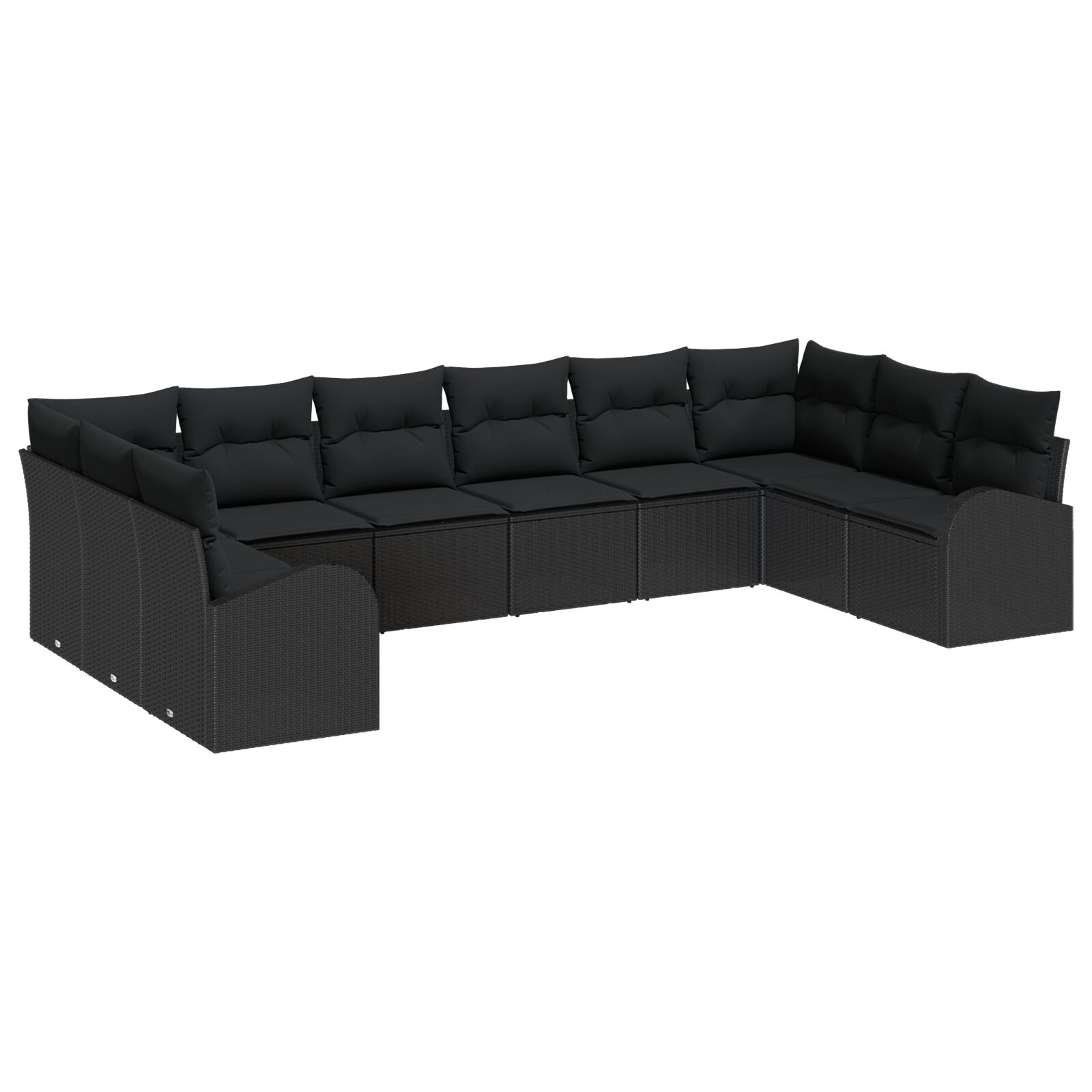 vidaXL 10 Teiliges Garten Sofa Set mit Kissen Schwarz Poly Rattan