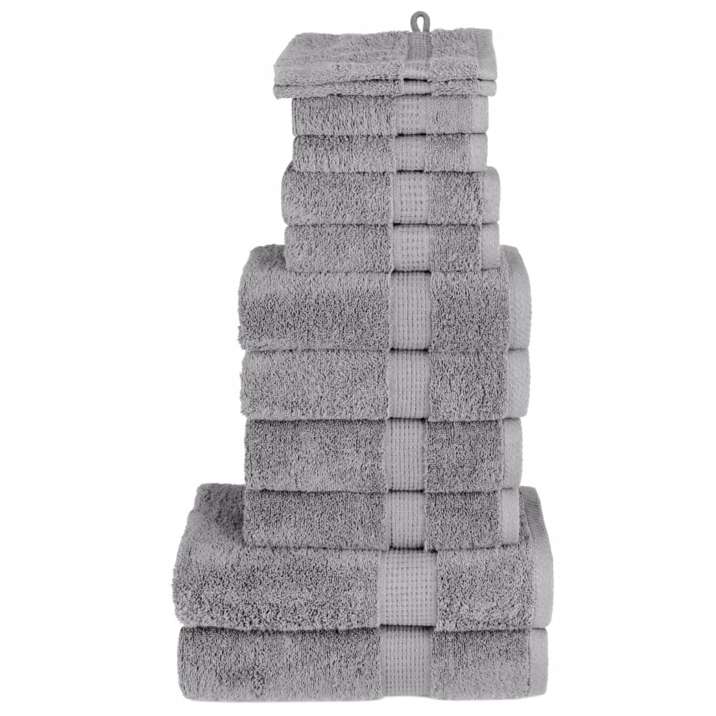 vidaXL 12 tlg. Premium-Handtuch-Set Grau 600 g/m² 100% Baumwolle