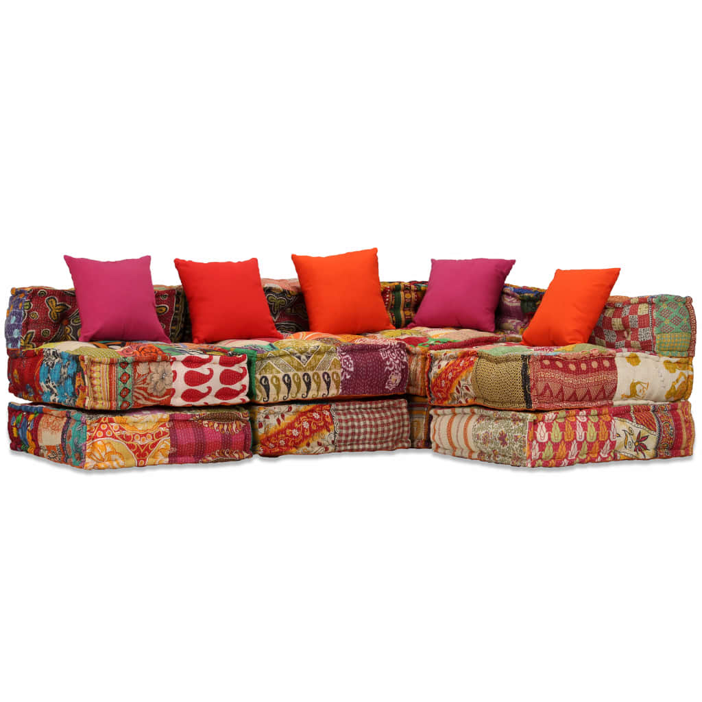vidaXL 4-Sitzer Modularer Pouf Patchwork Stoff 