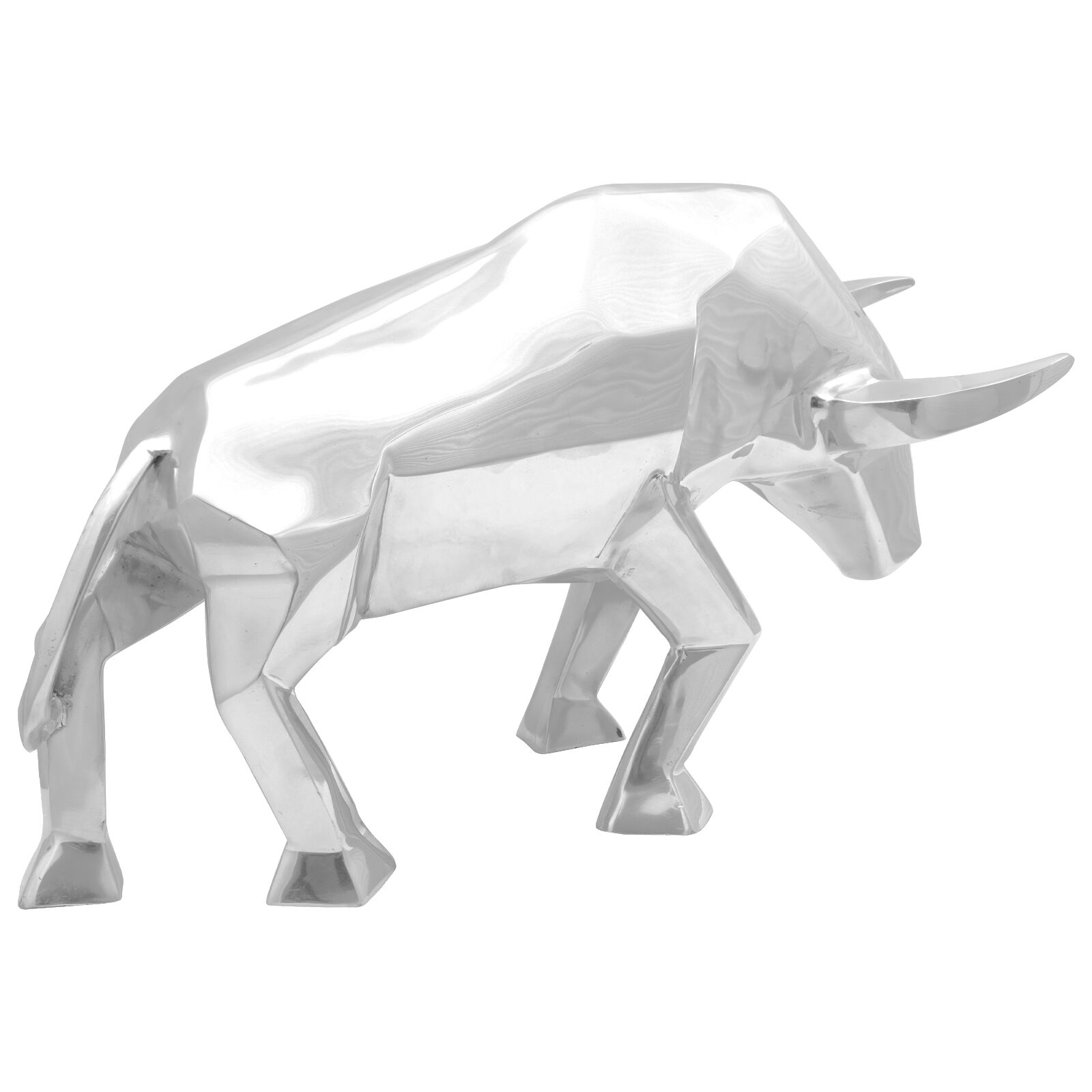 vidaXL Stierskulptur Silber 74x23x39 cm Aluminium