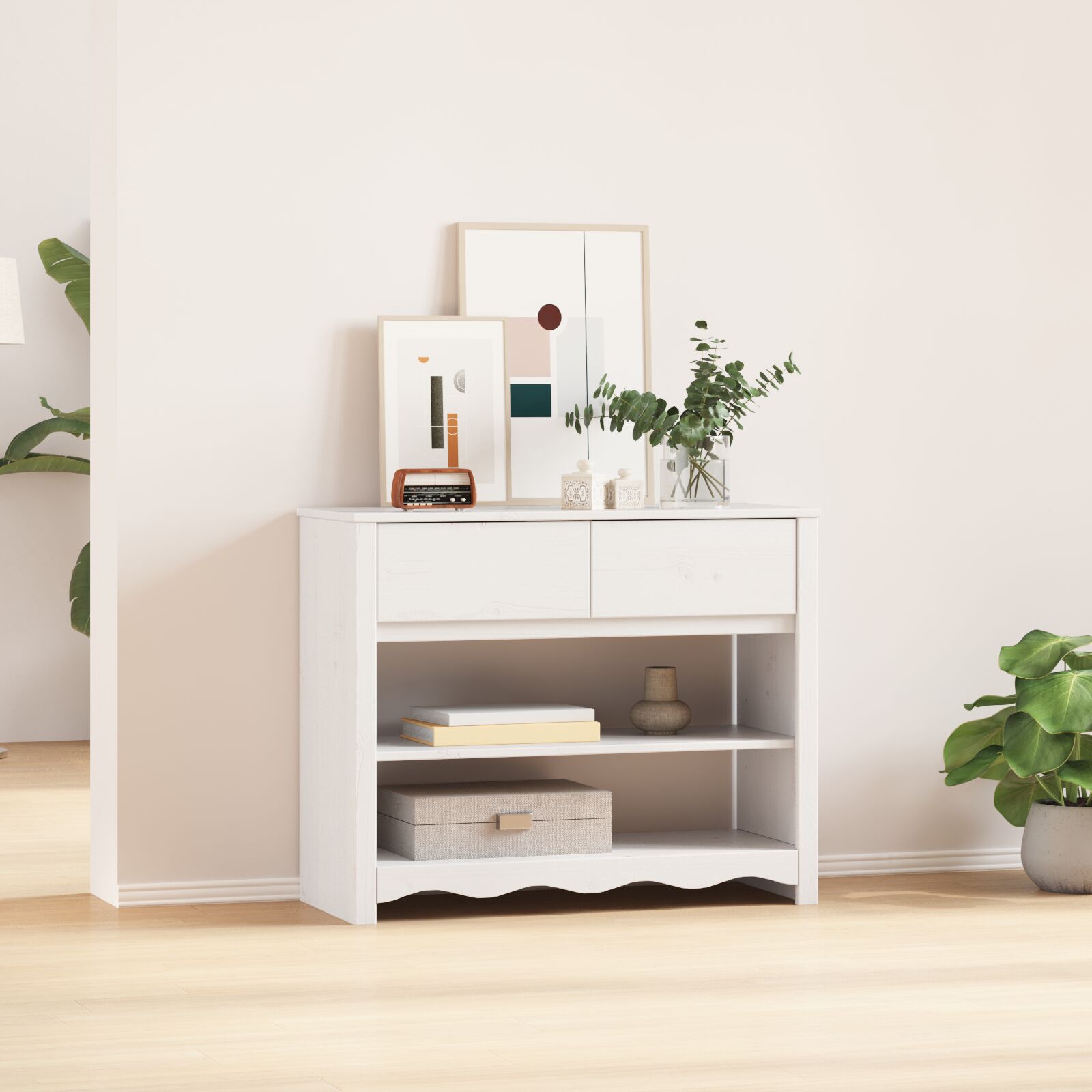 vidaXL Konsolentisch ""DRAMMEN"" Weiß 89,5x37x73 cm Massivholz Kiefer