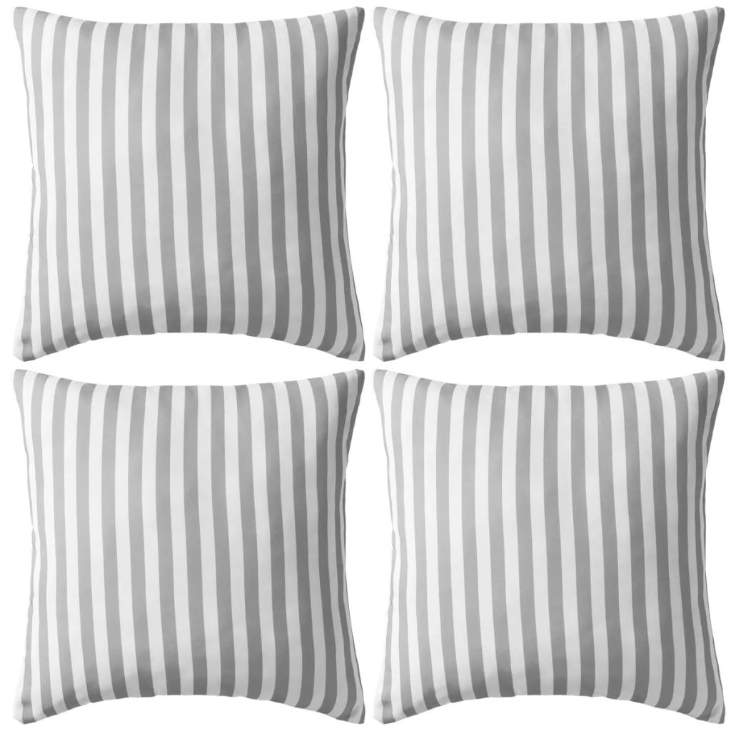 vidaXL Gartenkissen 4 Stk. Streifenmuster 45 x 45 cm Grau