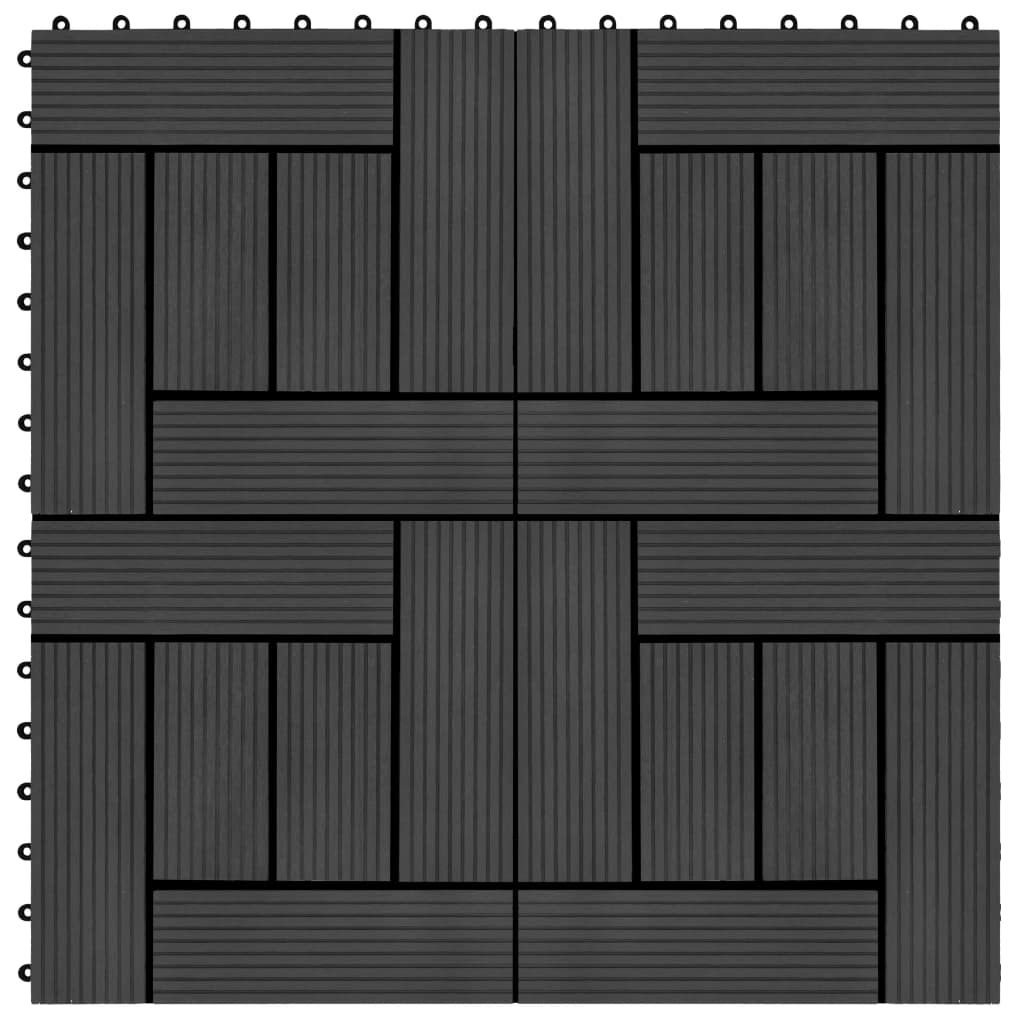 vidaXL 22 Stk. Terrassenfliesen 30 x 30 cm 2 qm WPC Schwarz