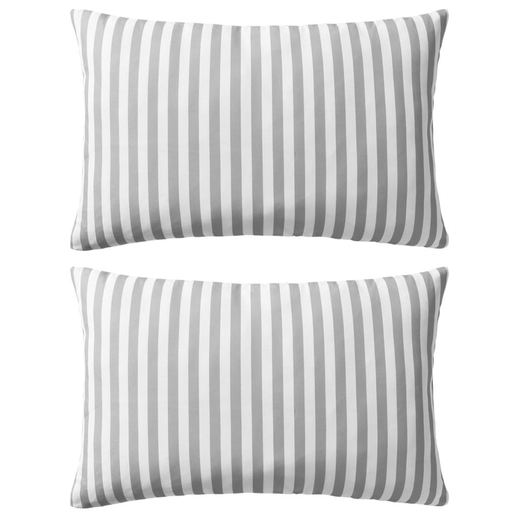 vidaXL Gartenkissen 2 Stk. Streifenmuster 60 x 40 cm Grau