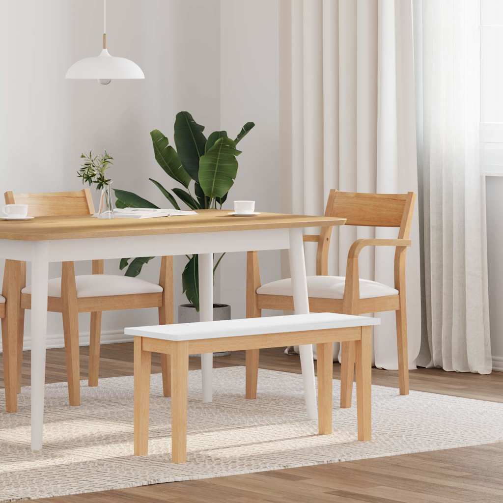 vidaXL Bank 90 cm Weiß Massivholz Gummibaum