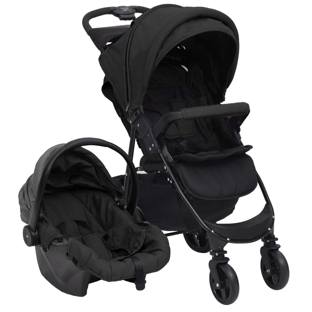 vidaXL 3-in-1 Kinderwagen Anthrazit Stahl 