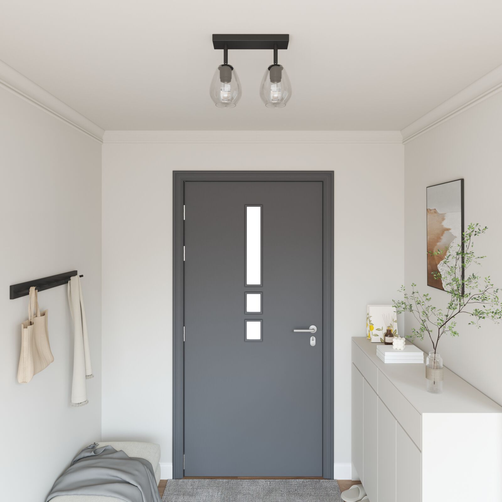 vidaXL Deckenlampen mit verstellbarem Glasschirm Anthrazit E27