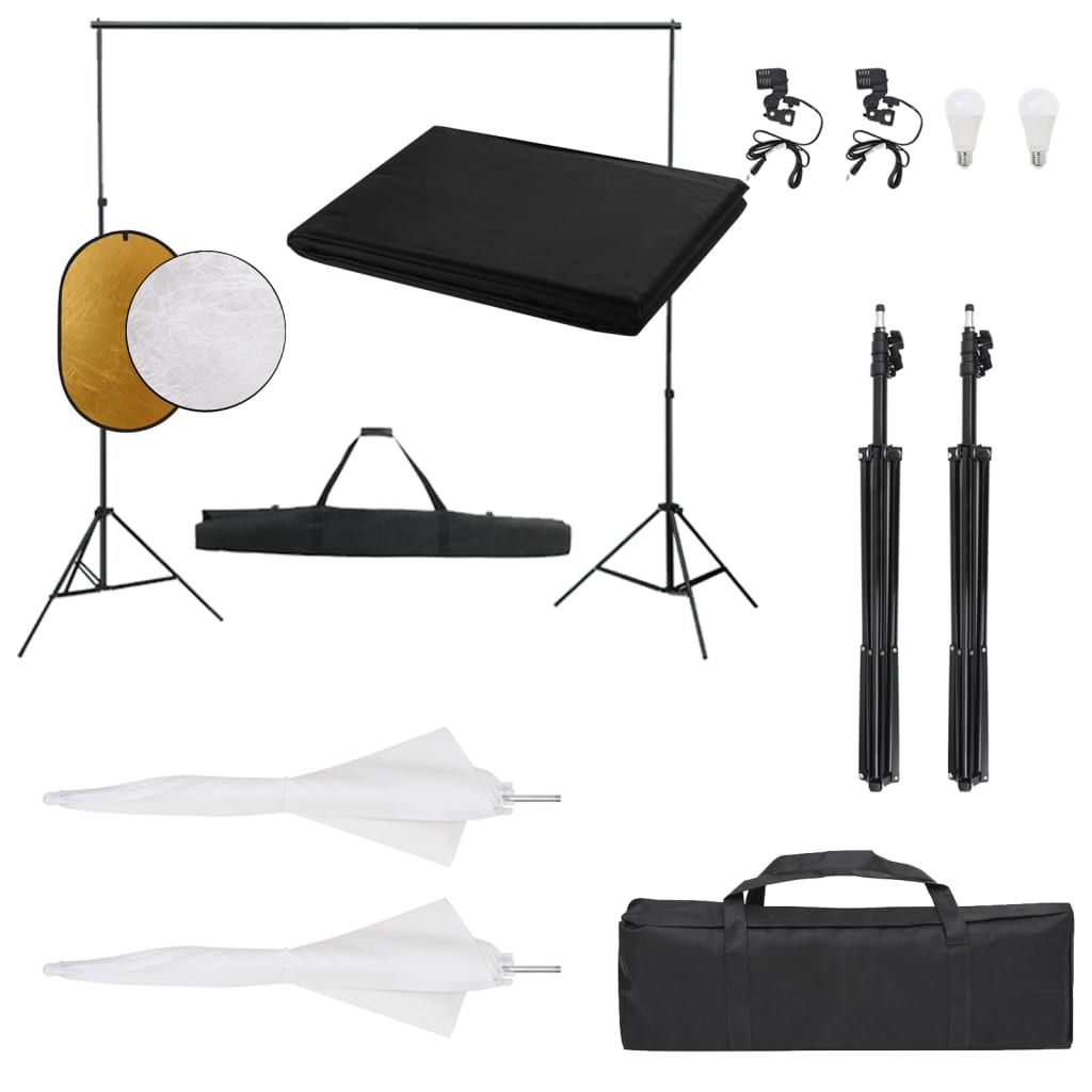 vidaXL Fotostudio-Set mit Beleuchtung, Hintergrund und Reflektor
