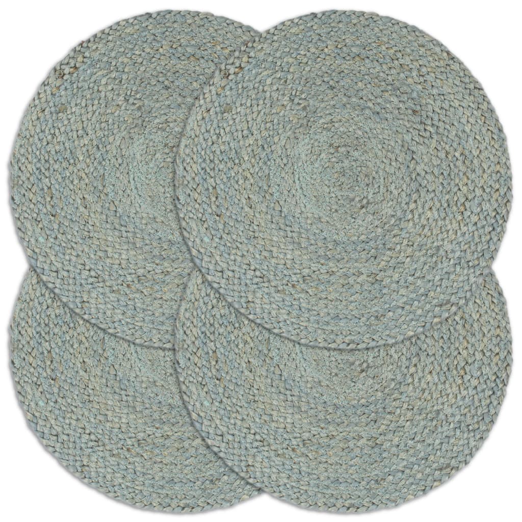 vidaXL Tischsets 4 Stk. Uni Olivgrün 38 cm Rund Jute