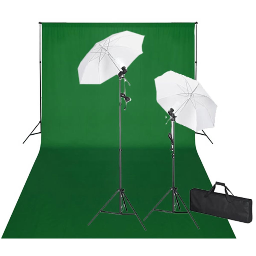 vidaXL Fotostudio-Set mit Grünem Hintergrund 600×300 & Leuchten 