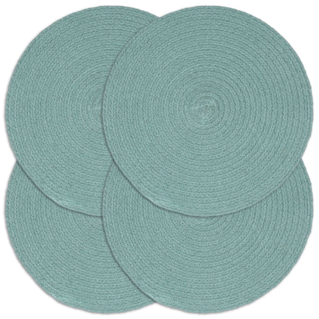vidaXL Tischsets 4 Stk. Uni Grün 38 cm Rund Baumwolle 