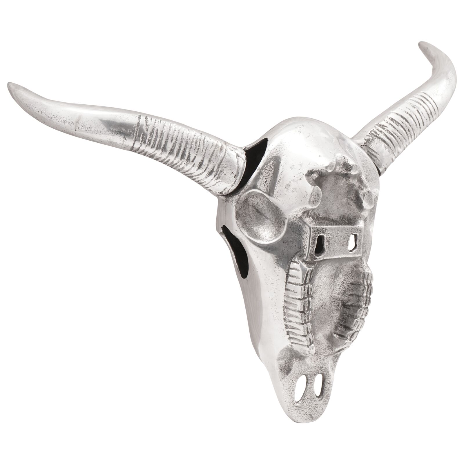 vidaXL Wandmontierter Bullenkopf Silber 49x10x36 cm Aluminium