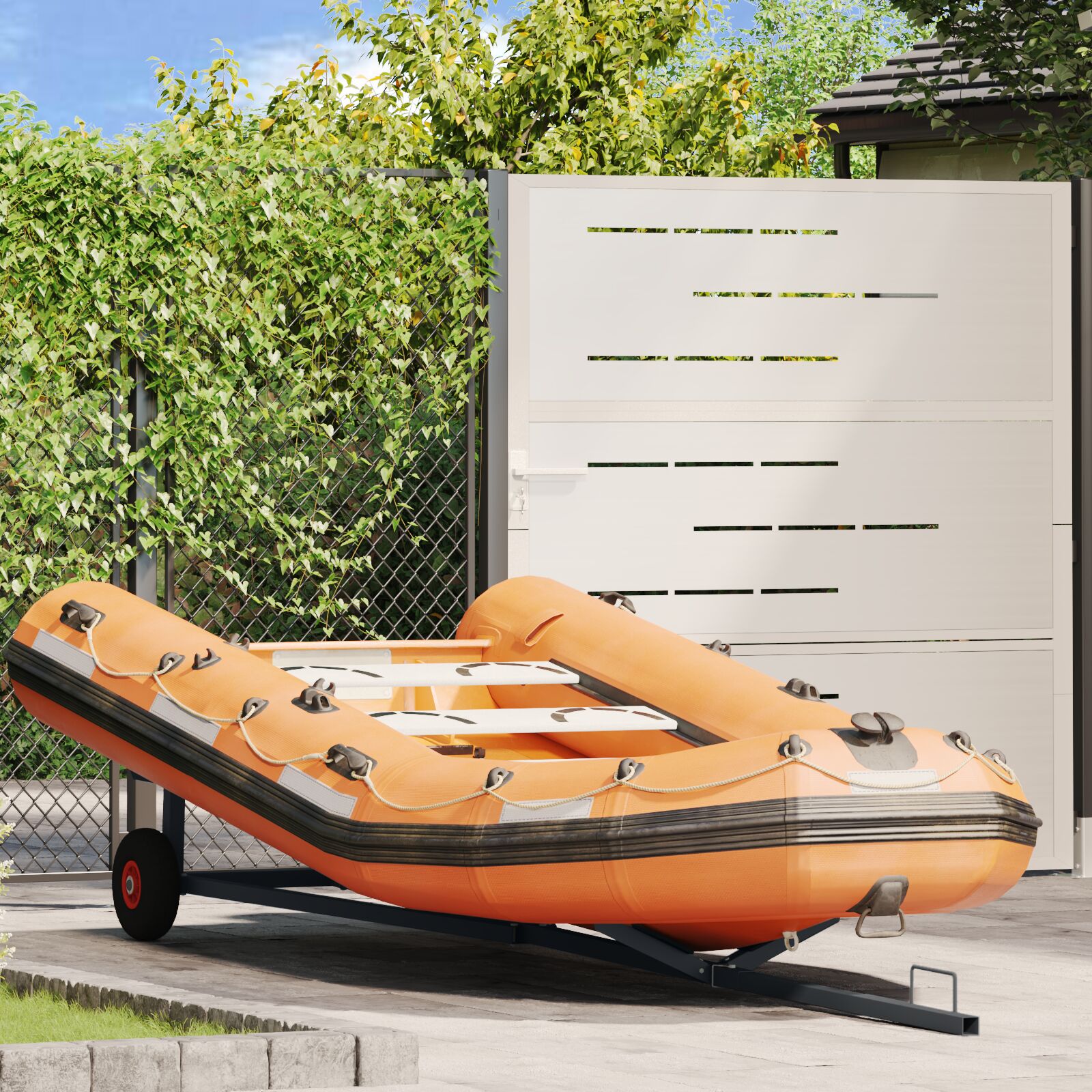 vidaXL Bootsanhänger 212-302 cm, verstellbare Länge, 160 kg, aus Stahl
