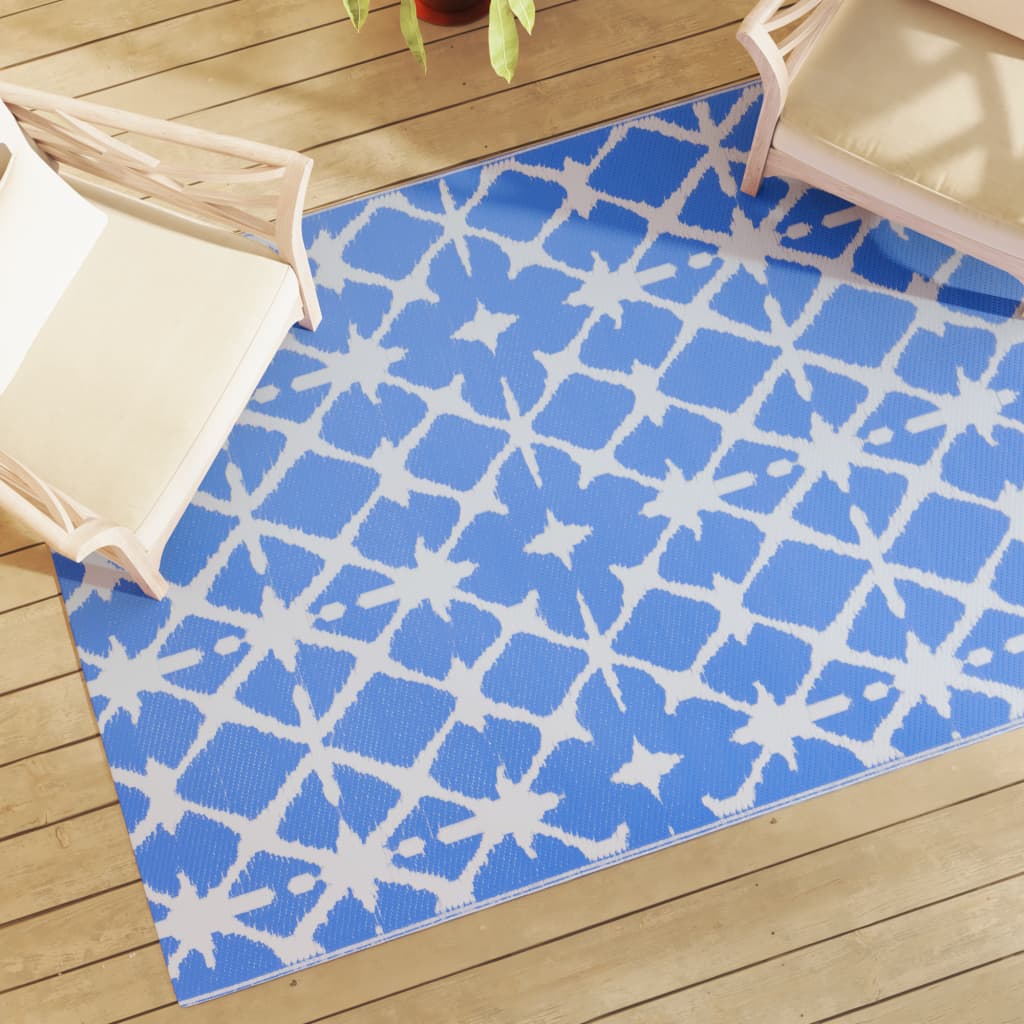 vidaXL Outdoor-Teppich Blau und Weiß 140x200 cm PP
