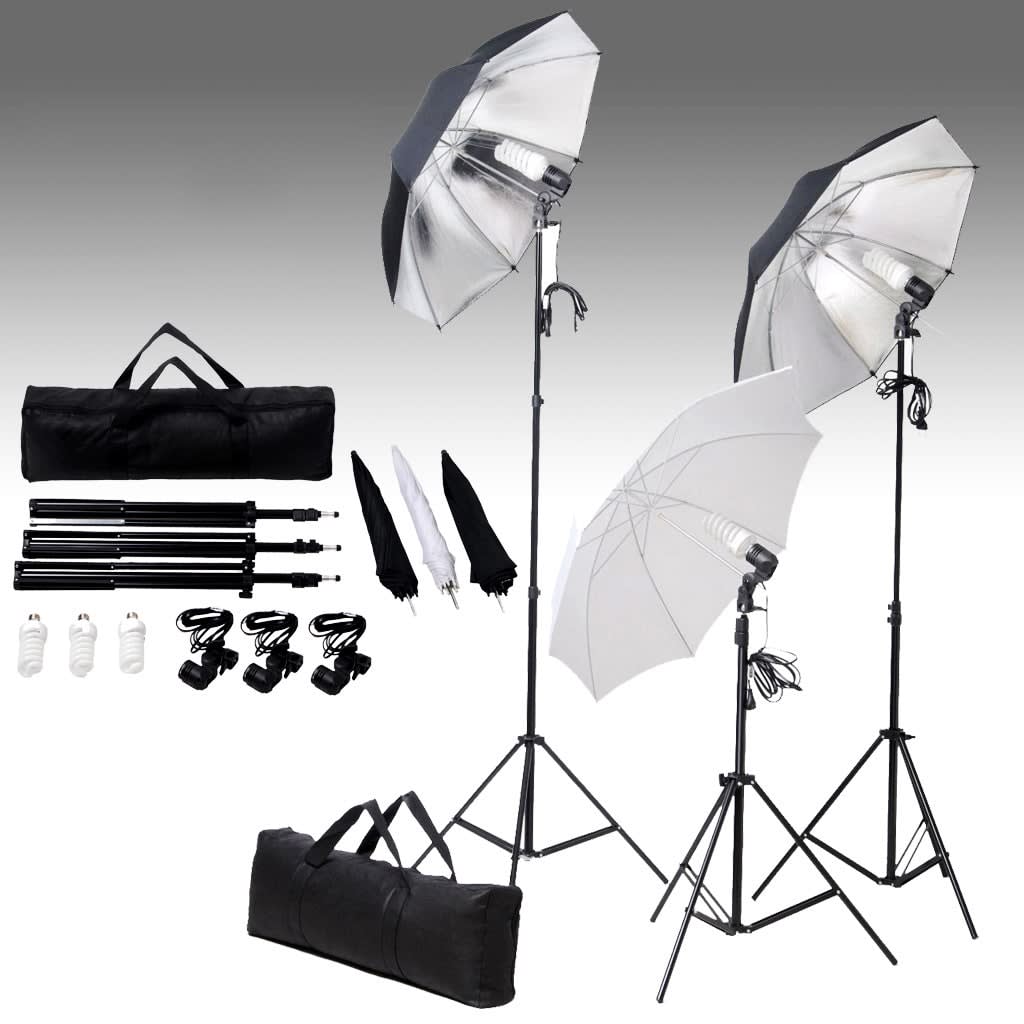vidaXL Fotostudio-Beleuchtung Set 24 Watt mit Stativen & Schirmen  
