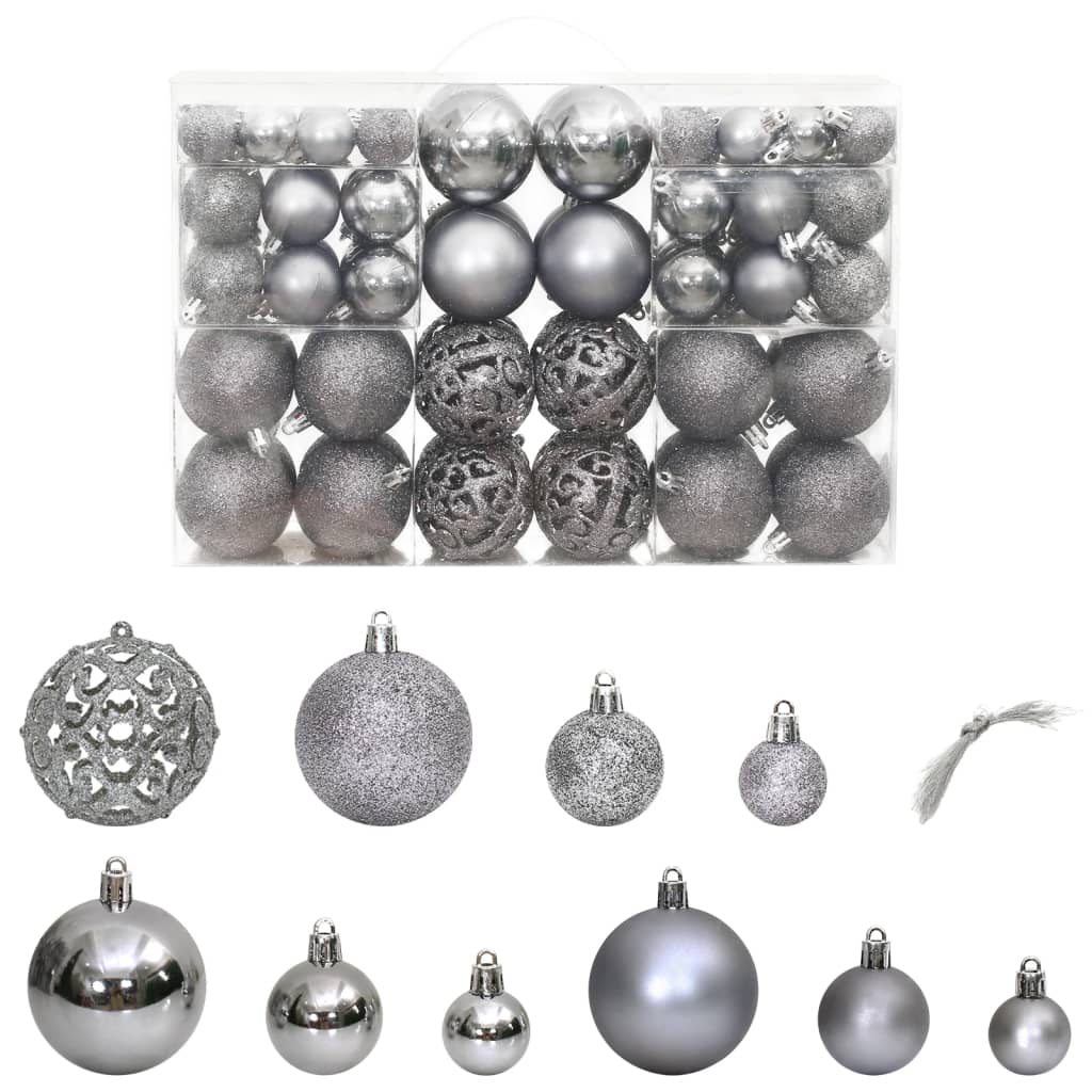 vidaXL Weihnachtskugeln 100 Stk. Grau 3 / 4 / 6 cm
