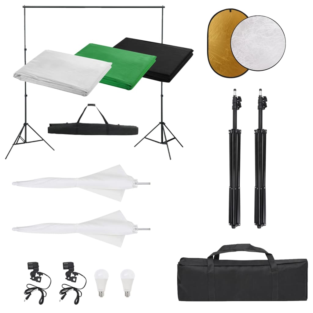 vidaXL Fotostudio-Set mit Beleuchtung, Hintergrund und Reflektor