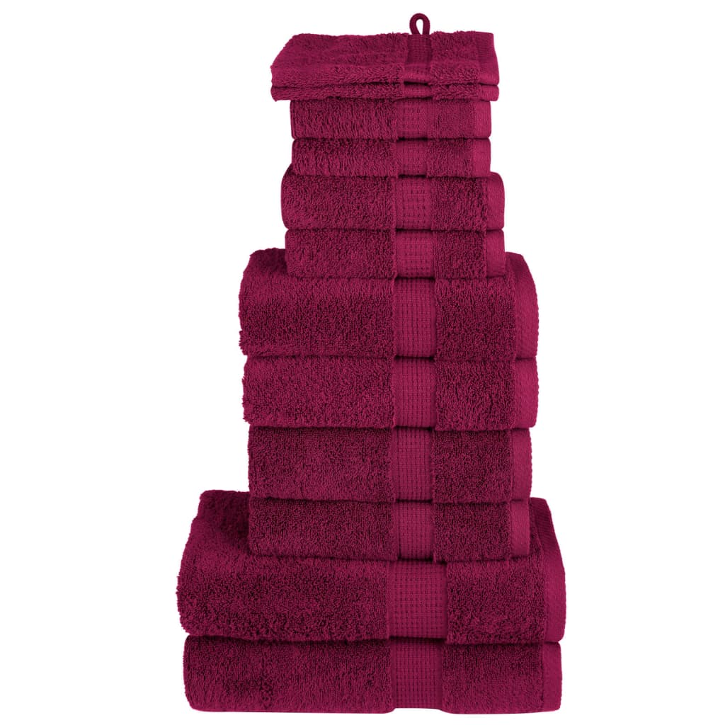vidaXL 12 tlg. Premium-Handtuch-Set Bordeaux 600 g/m² 100% Baumwolle