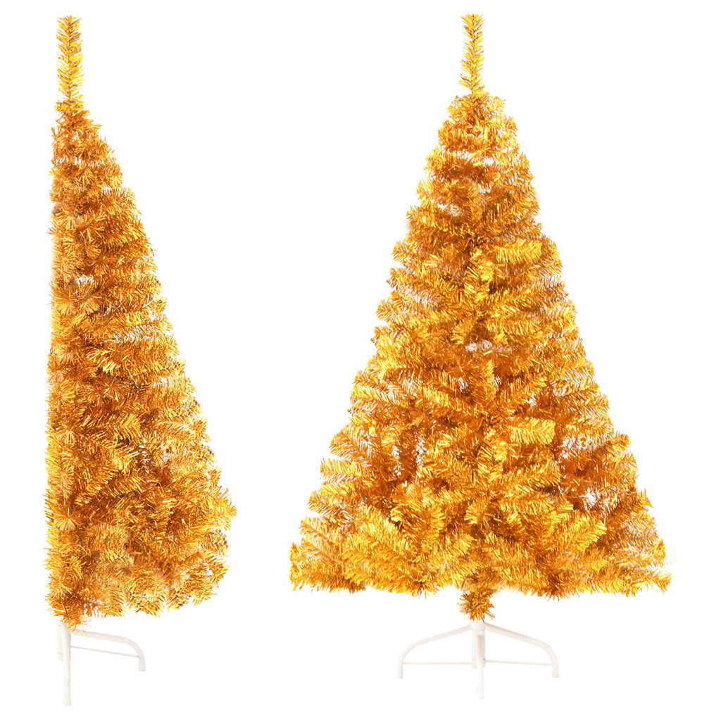 vidaXL Künstlicher Halb-Weihnachtsbaum mit Ständer Gold 120 cm PET