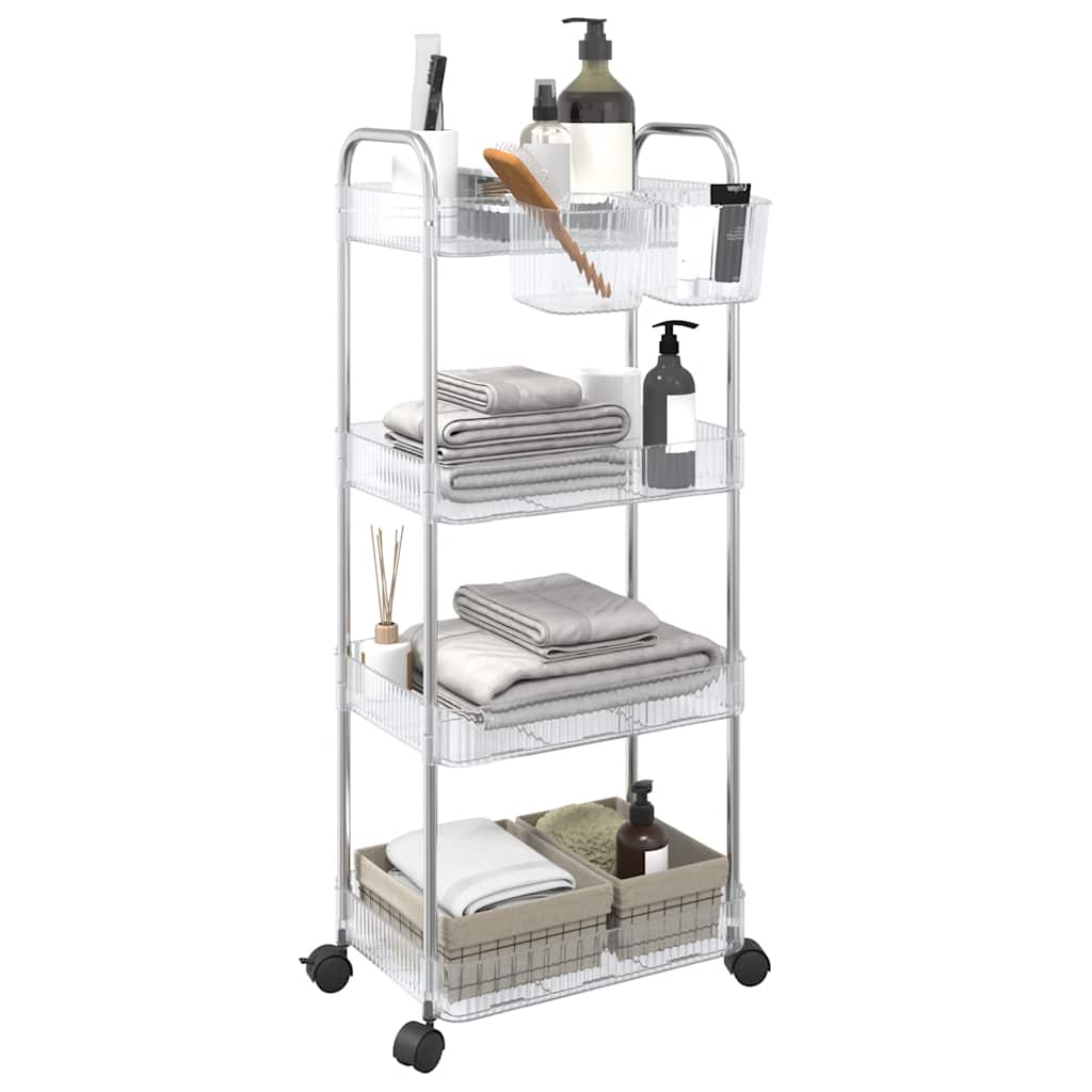 vidaXL Aufbewahrungswagen 4 Etagen Transparent 37x28x95 cm Acryl
